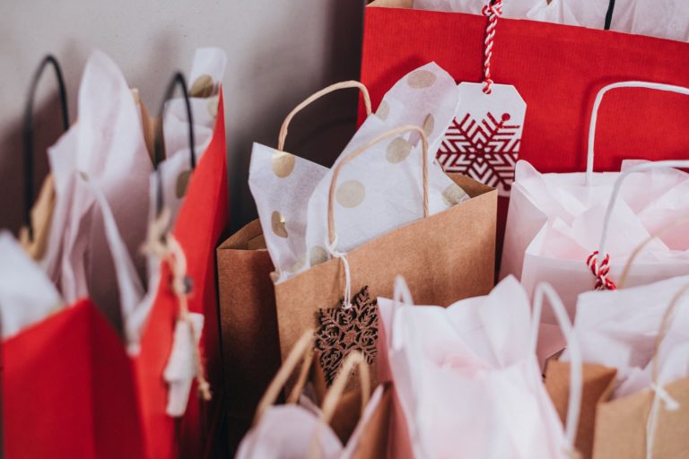 paper bags near wall